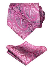 Paisley Men's Gradient Tie and Pocket Square Set Rose Pink