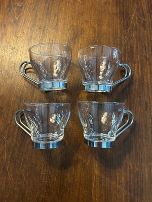 Bormioli Rocco Glass and Stainless Espresso Set Of 4 Italy 3.5 Oz