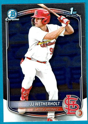2025 JJ WETHERHOLT BOWMAN CHROME ROOKIE BASEBALL CARD ST. LOUIS CARDINALS
