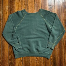 Vintage 1970 s Forest Green Raglan Sleeve Sweatshirt Size Medium As-Is