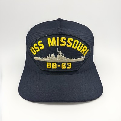 Vintage USS Missouri BB-63 Hat 90s Navy Battleship Cap w/ Patch, Eagle Crest