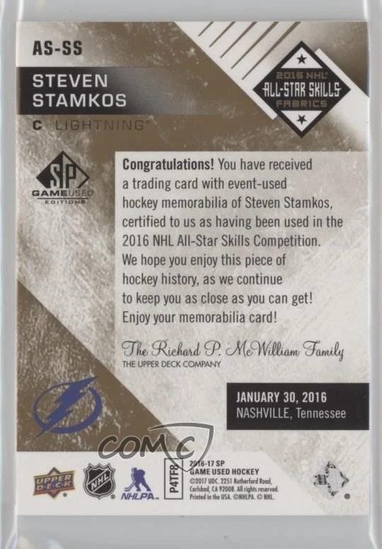 2016-17 SP Game Used All-Star Skills Fabrics /35 Steven Stamkos #AS-SS Patch - Image 2 of 2