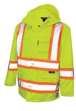 Work King Men's Hi-Vis Safety Rain Jacket, Fluorescent Yellow, Extra Large