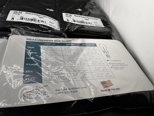 5 Packs Ames Walker 20-30mmHg Compression Stockings Knee High Open Toe XXL NEW - Picture 3 of 5