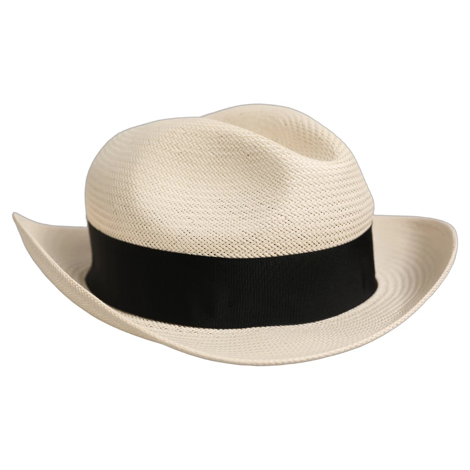 Chapeau homme DOLCE & GABBANA papier blanc paille Fedora Panama Capello s. 57... - Photo 2/4