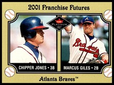 2001 Fleer PLATINUM RC CHIPPER JONES MARCUS GILES HOF Atlanta Braves #477 Roo.