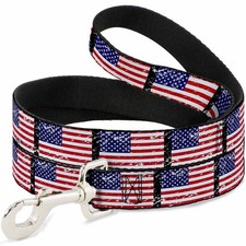 Dog Leash United States Flags Weathered/Black