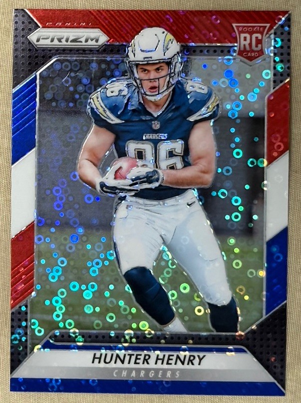 2016 PRIZM HUNTER HENRY RC RED WHITE BLUE “COLOR MATCH” DISCO PRIZM RC PATRIOTS