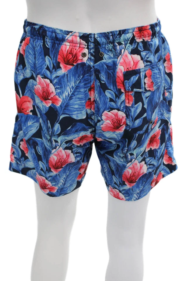 Shorts Bloomingdales The Mens Store Masculino Floral Azul Marinho Cordão Tamanho M - Imagem 3 de 4