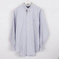 Vintage 90s Ralph Lauren Classic Fit Oxford Button Shirt Pony Striped Blue XL