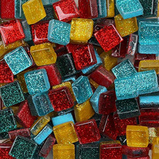 Crystal Glitter Mosaic Tiles 0.4 in Square Glass Pieces 200g DIY Crafts