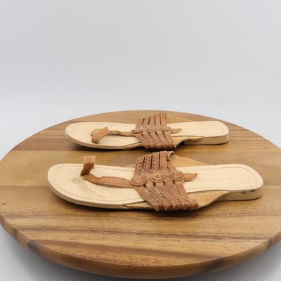 Damen Leder Kollektion Flache Zehenriemen Geflochtene Sandalen Size 7.5
