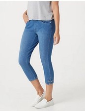 Belle Kim Gravel Medium Wash Flexibelle Cropped Jeggings Jeans New Grommet