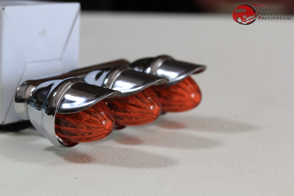 Amber Mini Outside Tri Marker Visor Light Set Bolt On Hot Rat Rod Custom Truck
