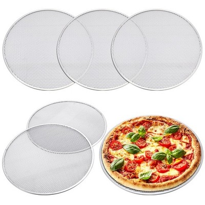 5 PCS 16 Inch Pizza Pan Holes Aluminum Mesh Screen Seamless Round Tray