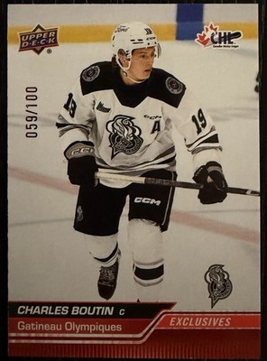 Charles Boutin Rookie 2023-24 Upper Deck CHL #217 Exclusives /100 (RC) McGil Unv