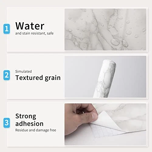  Panel Pared Mármol 17.3" x 200" (Pack De 1), Blanco  Foto 2 de 4