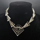 Clear Etched Czech Glass Necklace Vintage Costume Jewelry 1930s