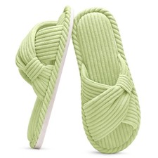 Evshine Fall House Slippers for Women Corduroy Cross Bow Indoor Slippers Open...