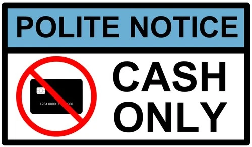 Cash Only Sign Polite Notice Self Adhesive Warning Vinyl Sticker
