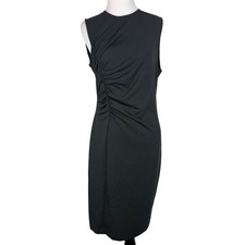 J.Crew 365 Womens Black Sleeveless Ruched Sheath Dress Size 10 Lyocell Blend