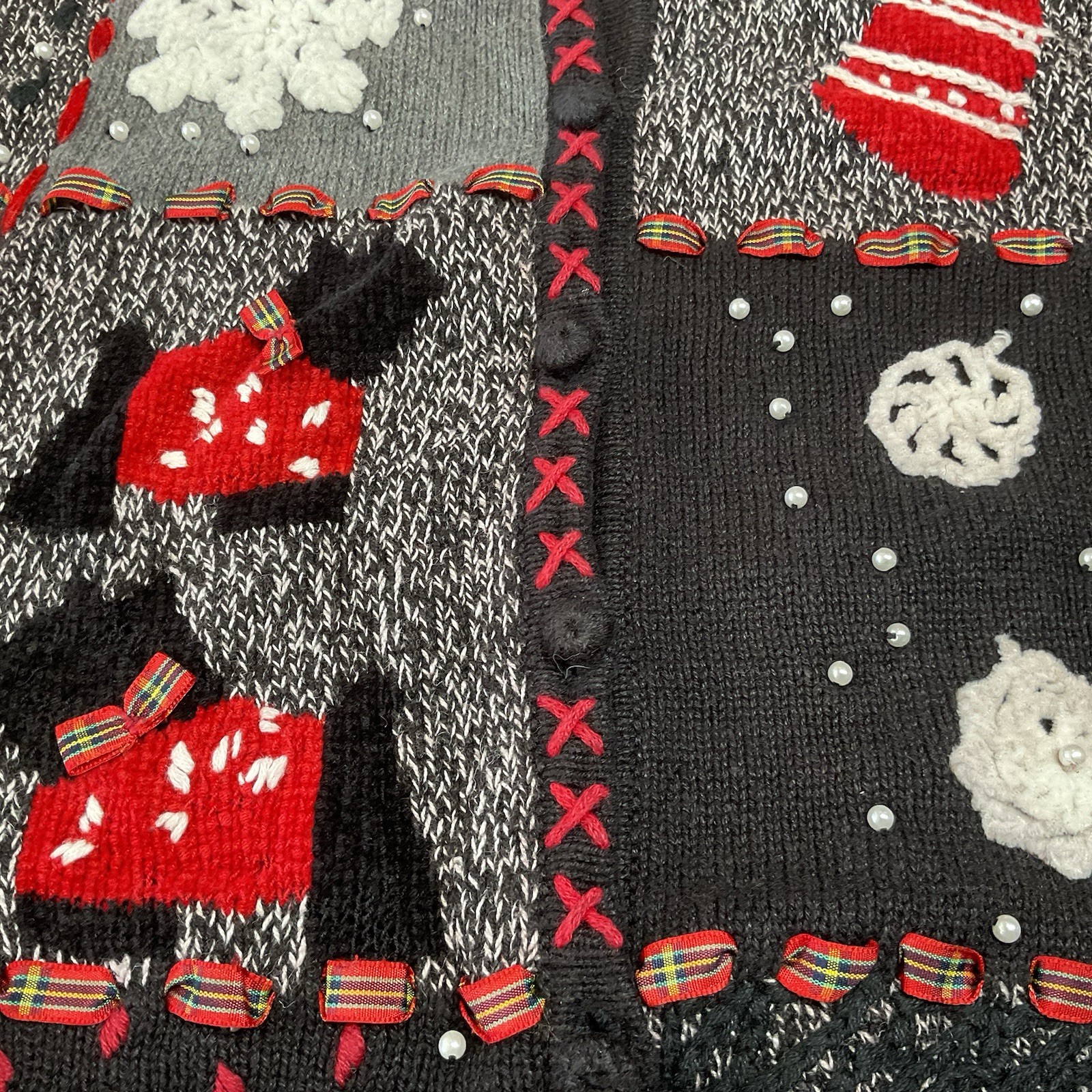 Designer Original Studio Holiday Patchwork Cardig… - image 8