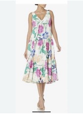 Taylor Floral Tiered Midi Dress Size 8 Garden Party Wedding Guest Spring Chic