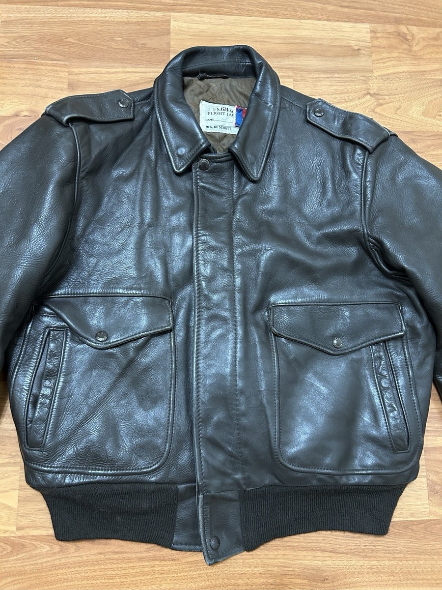 Vintage Schott Bros. NYC I-S-674-M-S Brown Leather Flight Bomber