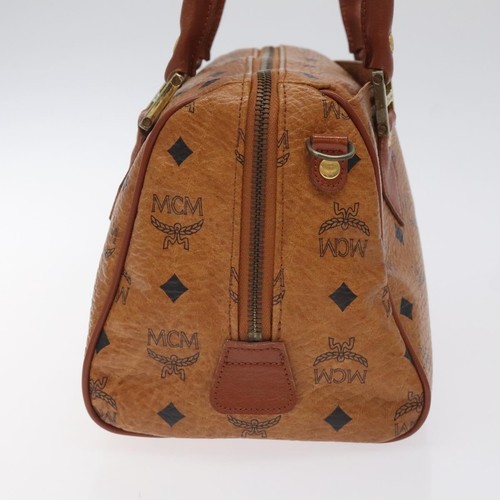 MCM Logogram Vicetos Hand Bag PVC Leather Brown Gold Auth th6107 - Picture 4 of 22