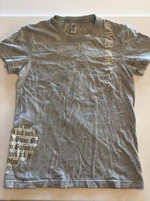 American Apparel Classic Gray Graphic Tee - Japanese Script & Heart Logo - M/OS