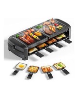 JOYAMI Raclette Electric Table Grill Natural Stone Plate Non-Stick 8 Pans
