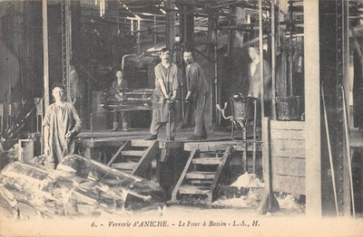 Old postcard 59 ANICHE / GLASSWORKS / LE FOUR A BASSIN