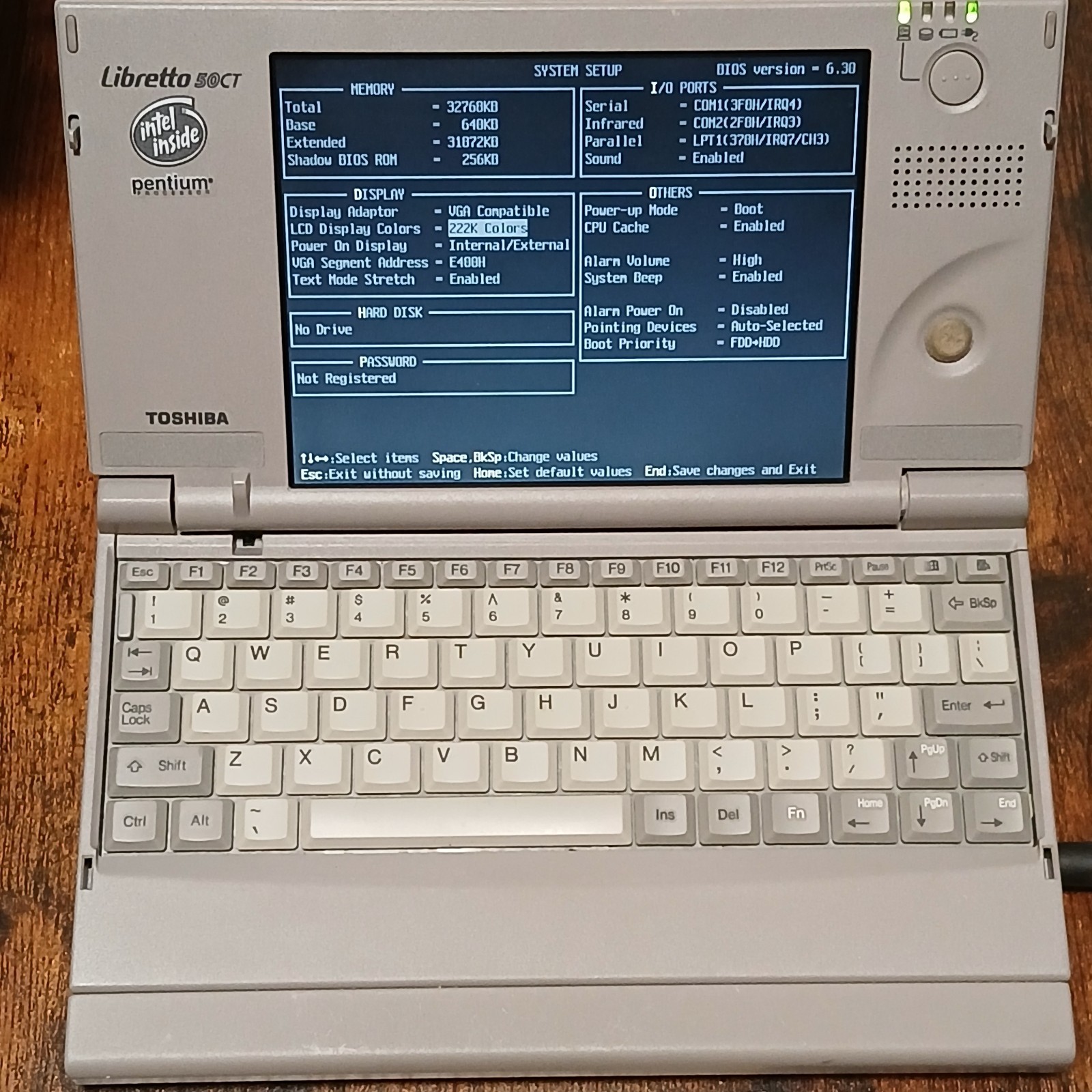Toshiba Libretto 50CT Mini Laptop Win95 w/ Power, IO Adapter, Serial & PCMCIA