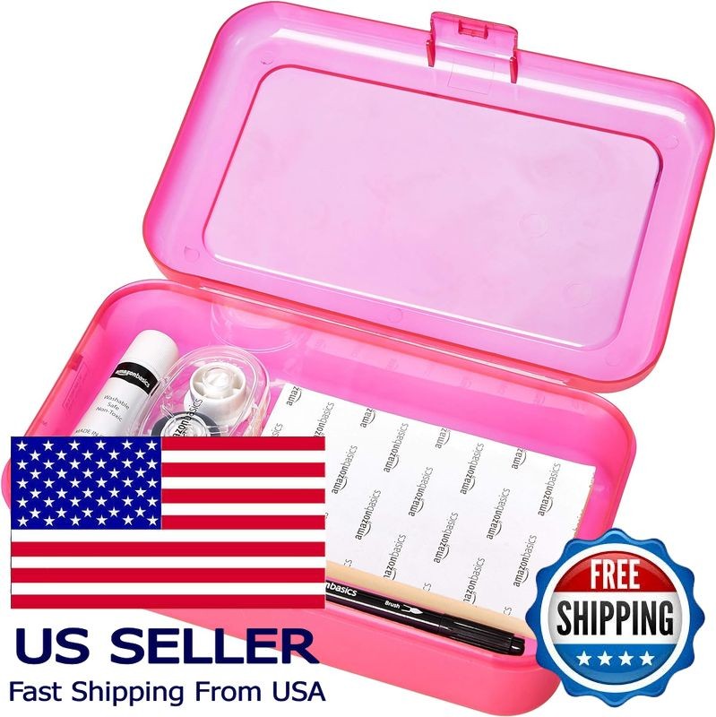 4-Pack Large Pencil Cases - Durable Plastic School Supply Organizer -