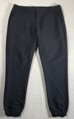 Layer 8 Men's Jogger Pants Elastic Waist & Cuffs Drawstring Lightweight Black L