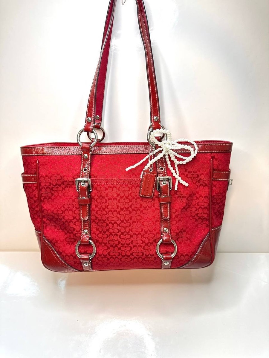 バッグ Y2K COACH Gallery Signature Zip tote bag Y2K Coach Signature Gallery Tote Bag F12346 – Red Canvas Logo | eBay
