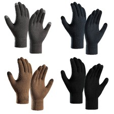 Men Winter Ski Snow Gloves Touchscreen Windproof Warm Thick Knit Thermal Mittens
