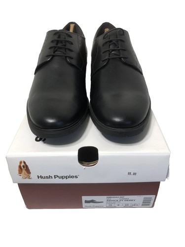 Hush Puppies Men's 10 M Black Leather Lace-Up Derby Dress Shoes Round Toe NWB