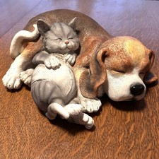 Resin Outdoor Dog  Cat Decoration Sleeping Lazy Cat Dog Garden Statue