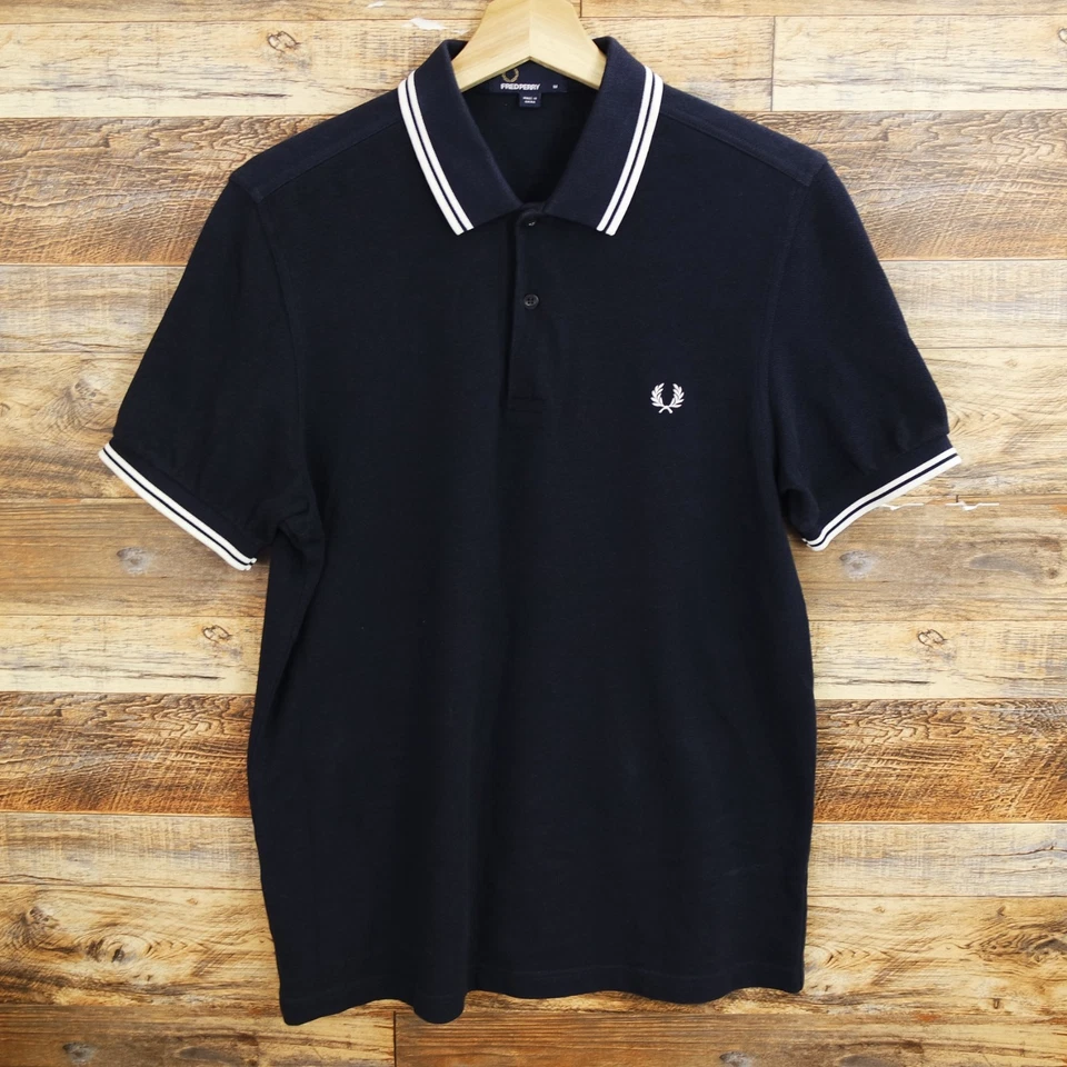 Fred Perry Polo Shirt Size M Pique Collar Shirt Mens Navy Cotton Short Sleeve - Image 2 of 4