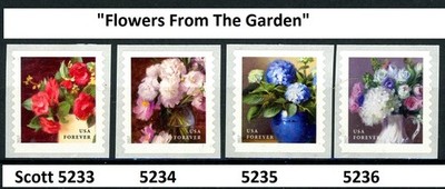 Flowers From the Garden Complete Coil Set of 4 MNH Scott's 5233 5234 5234 5236 ~