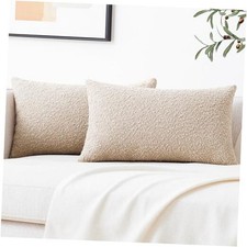 Decorative Boucle Throw Pillow Covers, 12 x 20 20" x 12" Pack of 2 Dark Flax