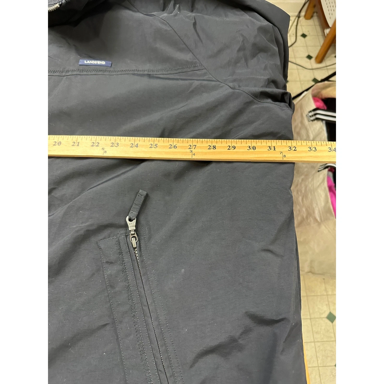 Lands End Squall Jacket Mens 3XL Tall Black Fleece Lined Full Zip Bomber 457210 - product detail image 8