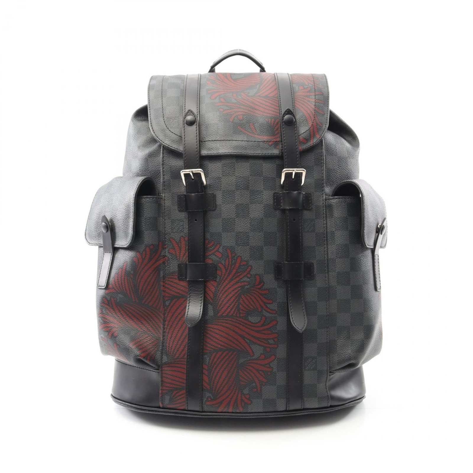 LOUIS VUITTON Christopher PM Rucksack Backpack in Damier Graphite Black Red N41709