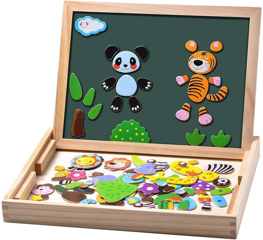 Puzzle magnétique bois 100 pièces éducatif pour stimuler la créativité dès 3 ans