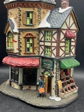 Shoe Repair Christmas Village House Victorian Glass Window Indoor Scene 10" Tall