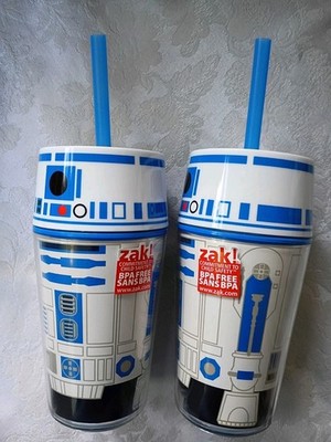 Lot Of 2 Star Wars STWV-R050 BPA Free SANS BPA  Collectable R2D2 Tumblers Cups 