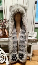 SpiritHoods Super Fluffy Arctic Fox Wolf Spirit Hood Rave Hat festival Grey Gray