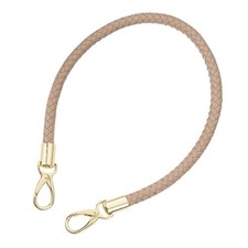 60cm Short Leather PU Braided Purse Replacement Handle - Grey Brown, Gold