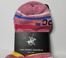 New Beverly Hill Polo Club No Show Girl Socks Multicolor 3 Pair Size 5-9